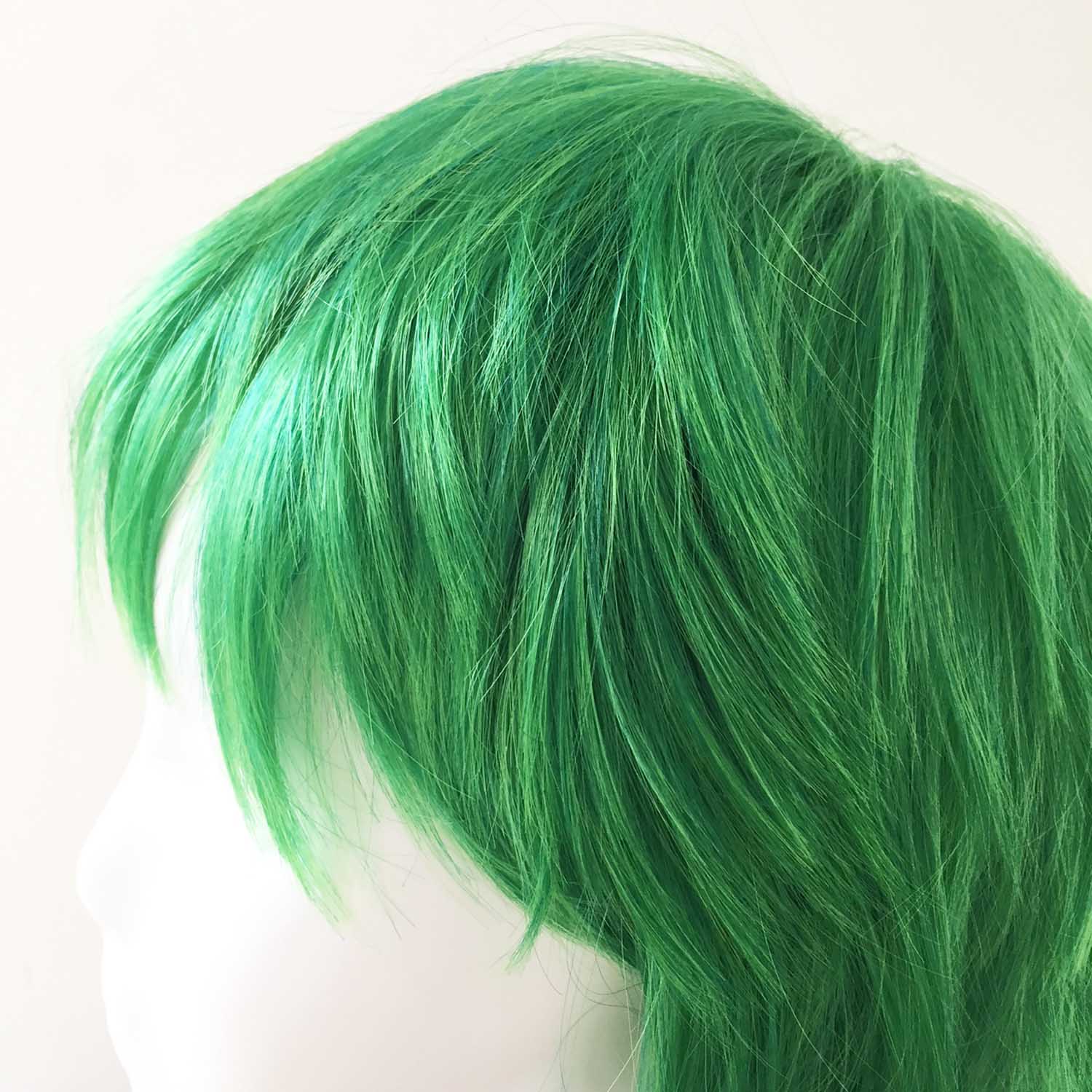 nevermindyrhead Men Green Fringe Layered Cut Short Hair Cosplay Wig