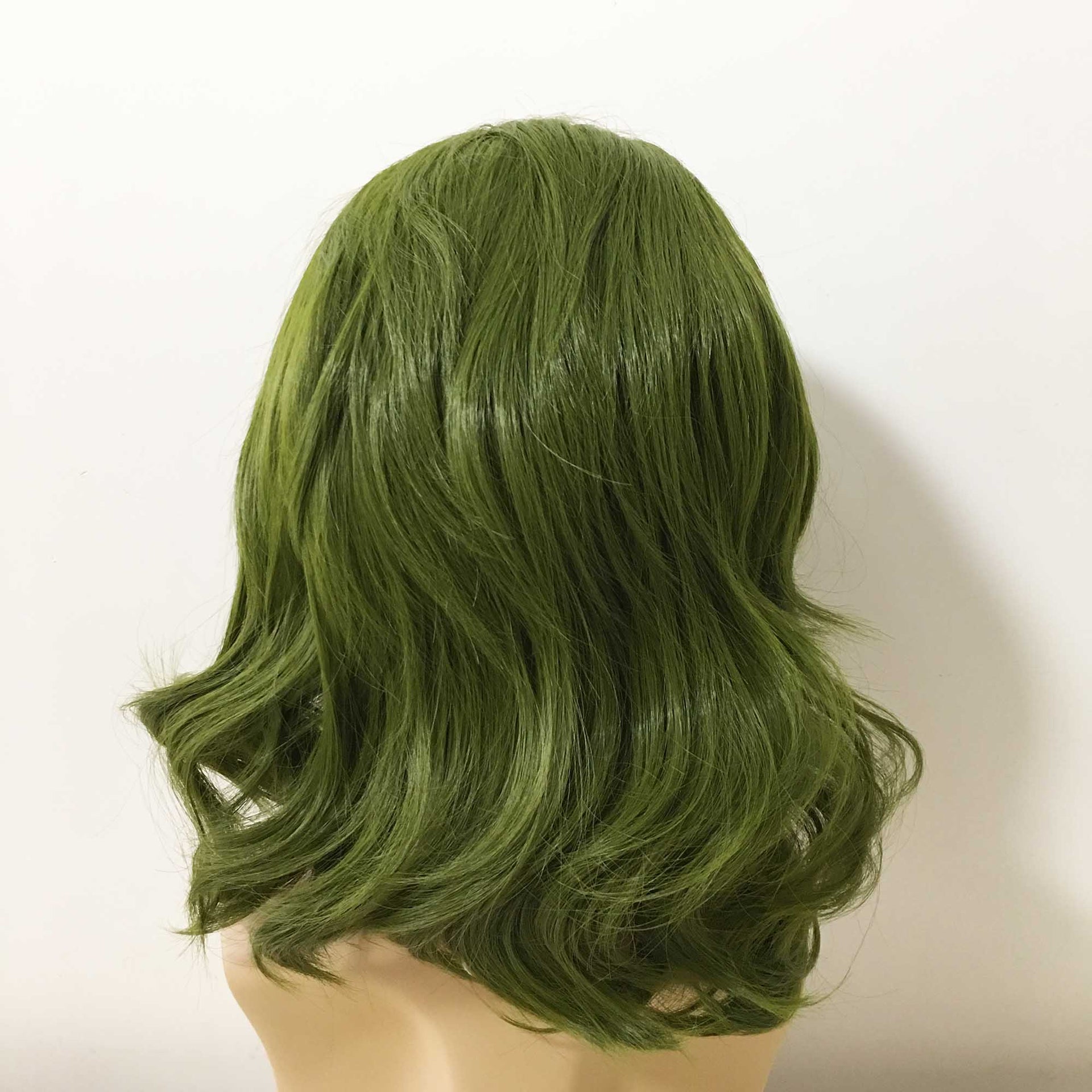 nevermindyrhead Men Green Medium Length Curly Slick Back Cosplay Wig