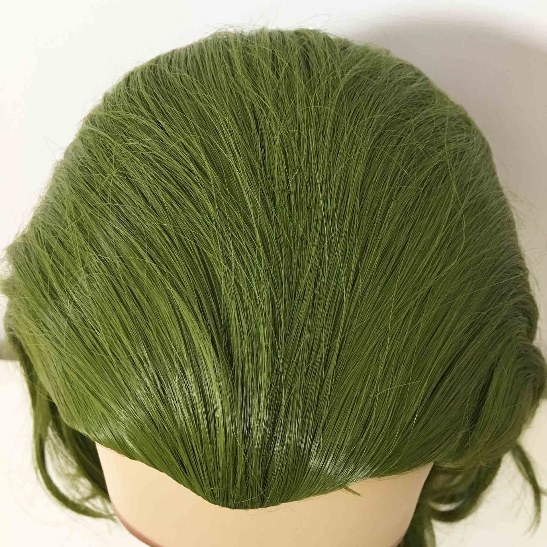 nevermindyrhead Men Green Medium Length Curly Slick Back Cosplay Wig