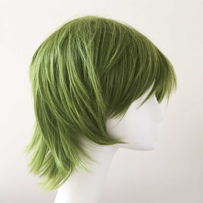Men Green Short Straight Fringe Bangs Cosplay Wig