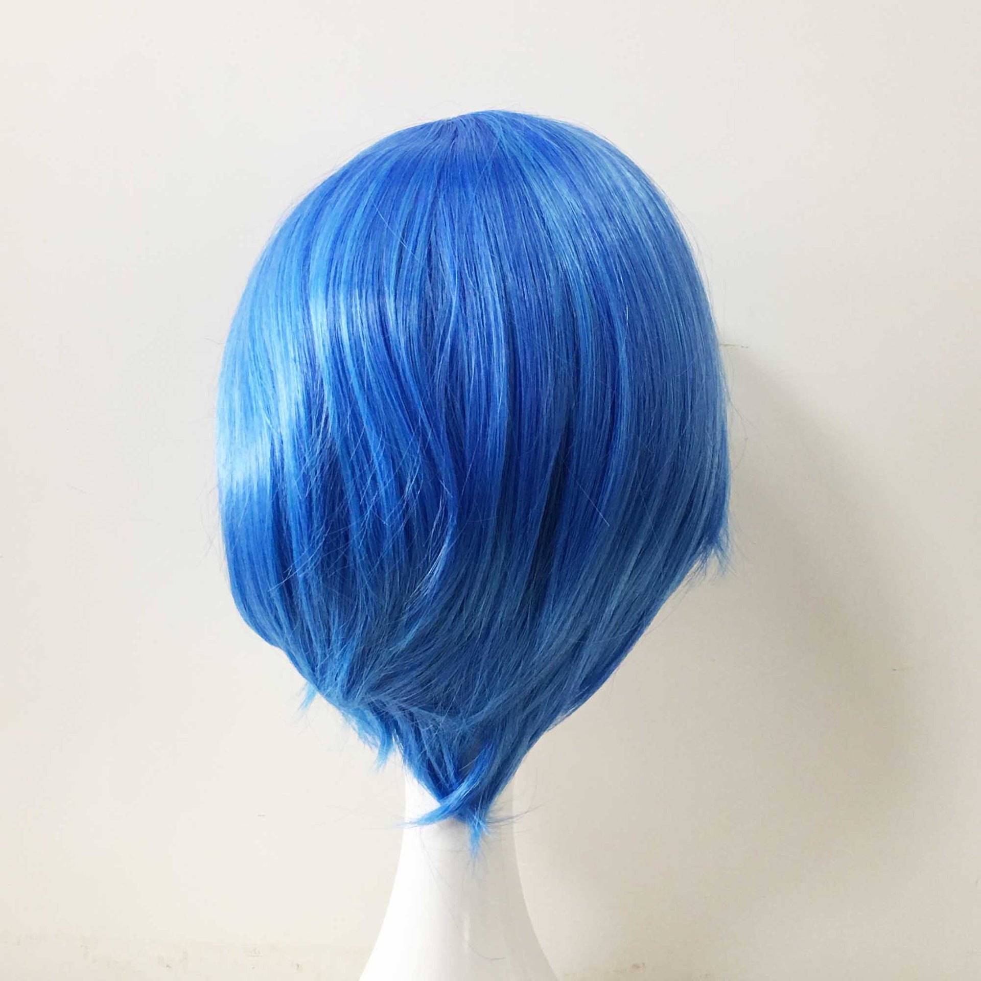 nevermindyrhead Men Light Royal Blue Short Straight Bob Side Swept Bangs Cosplay Wig