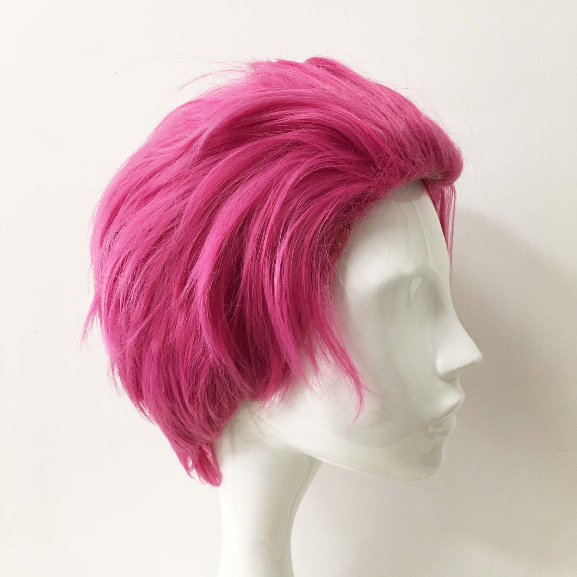 nevermindyrhead Men Magenta Pink Short Straight Slicked Back Cosplay Wig