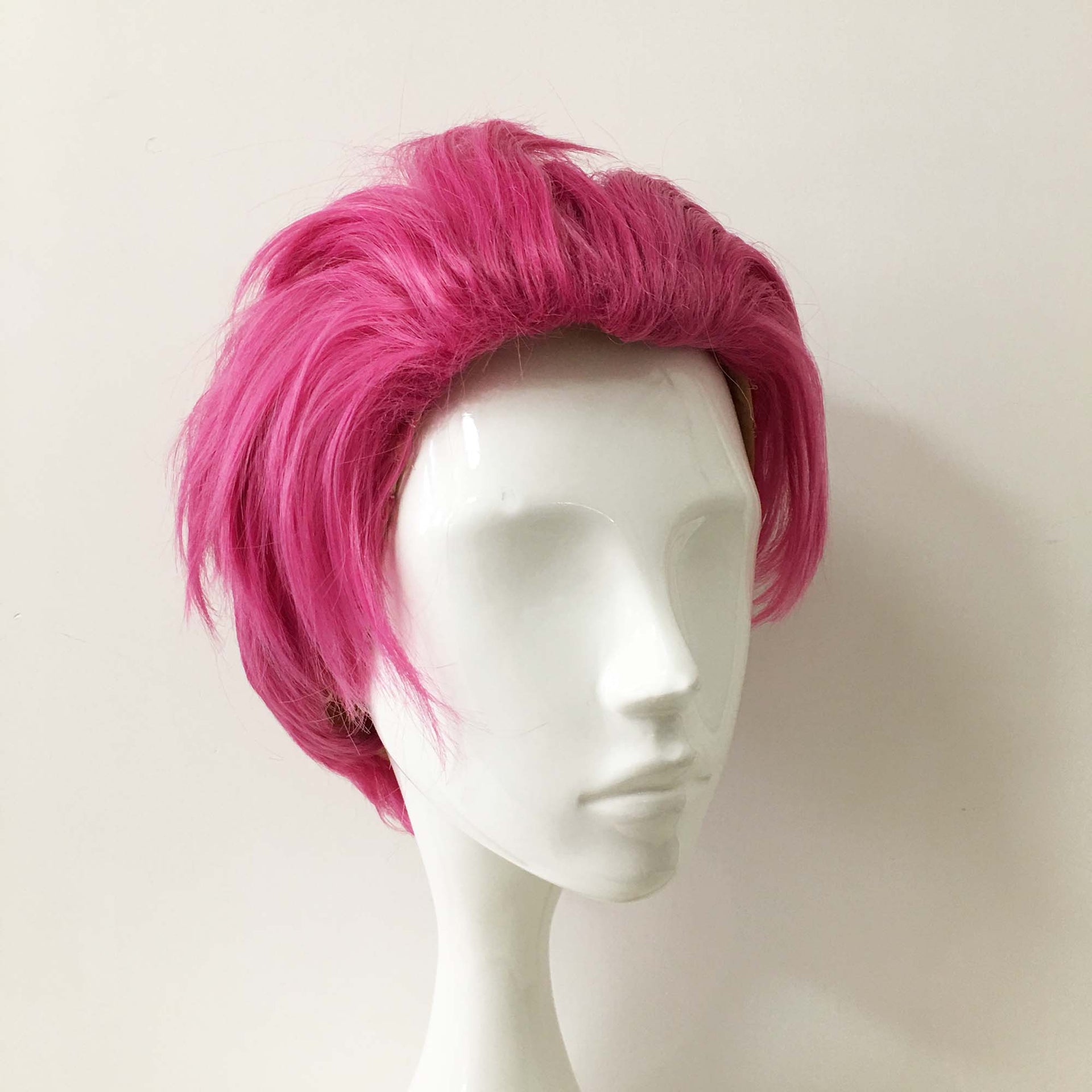 nevermindyrhead Men Magenta Pink Short Straight Slicked Back Cosplay Wig