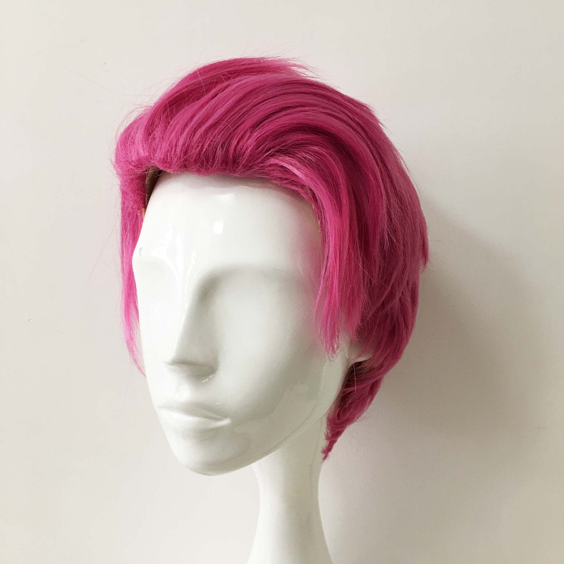 nevermindyrhead Men Magenta Pink Short Straight Slicked Back Cosplay Wig