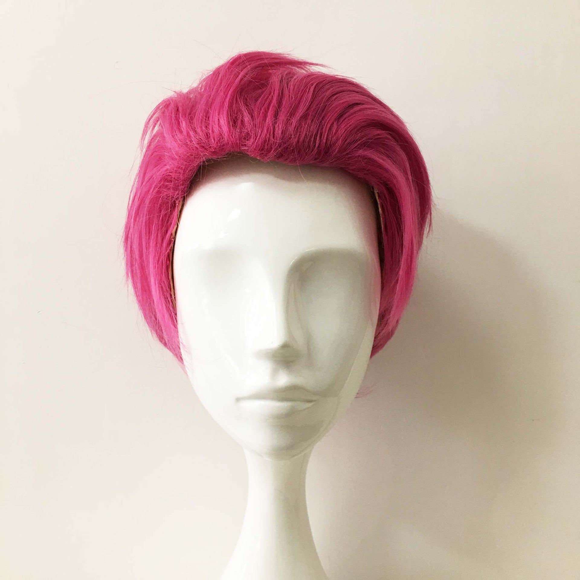 nevermindyrhead Men Magenta Pink Short Straight Slicked Back Cosplay Wig