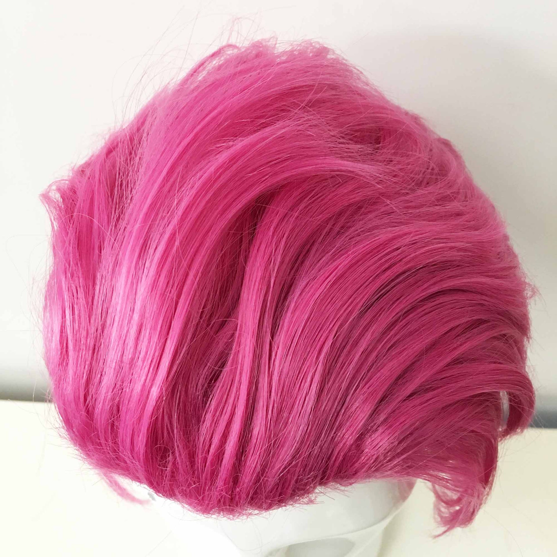 nevermindyrhead Men Magenta Pink Short Straight Slicked Back Cosplay Wig