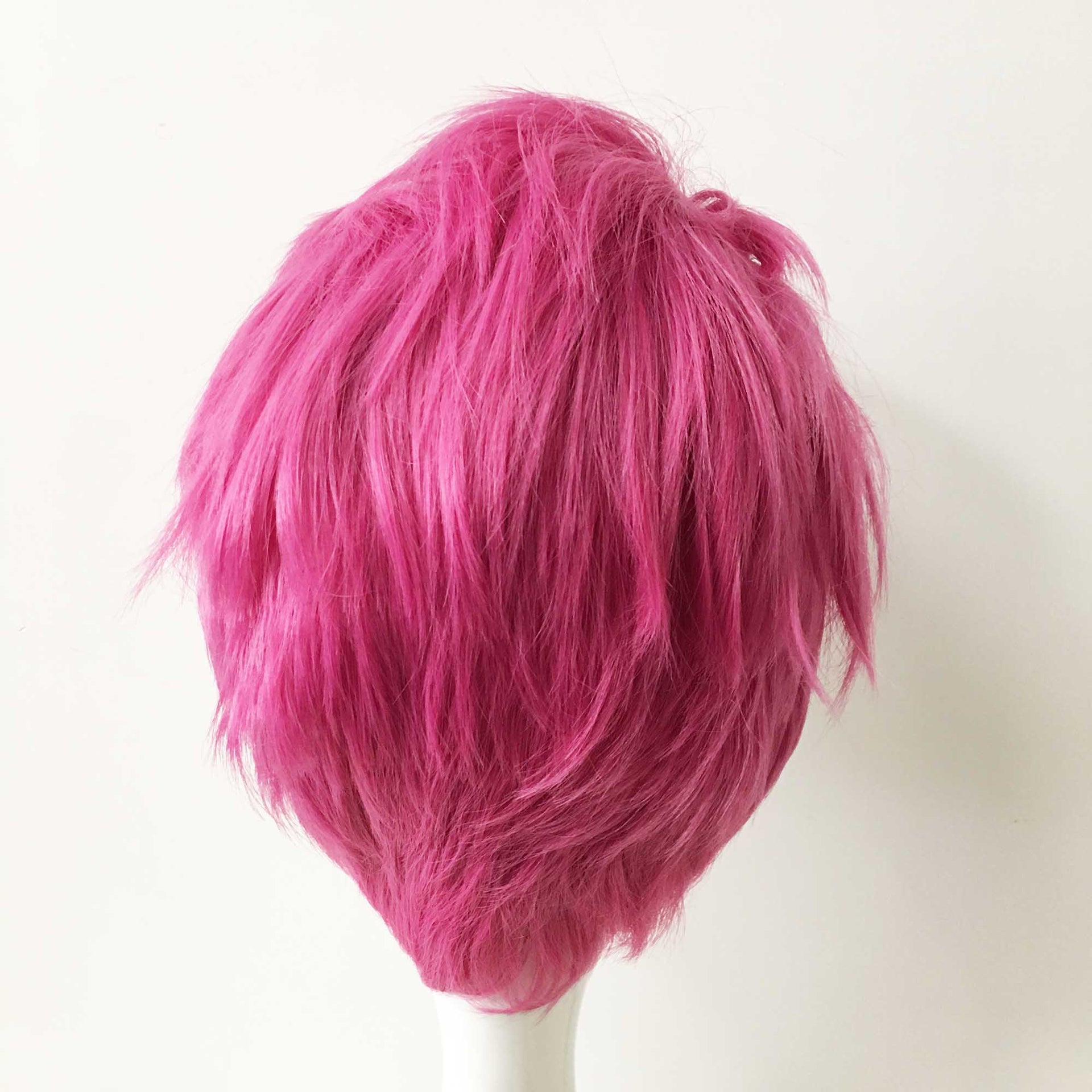 nevermindyrhead Men Magenta Pink Short Straight Slicked Back Cosplay Wig