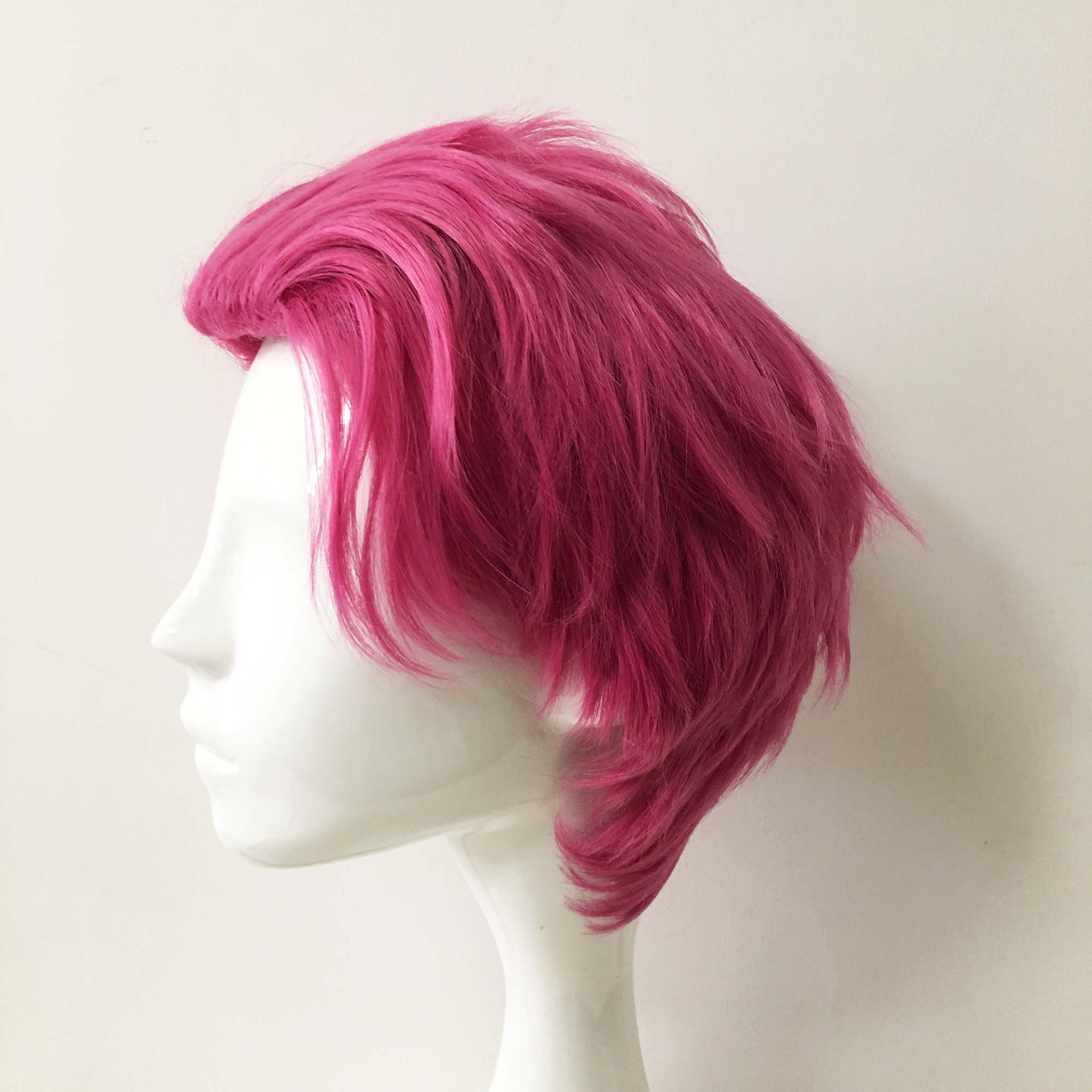 nevermindyrhead Men Magenta Pink Short Straight Slicked Back Cosplay Wig