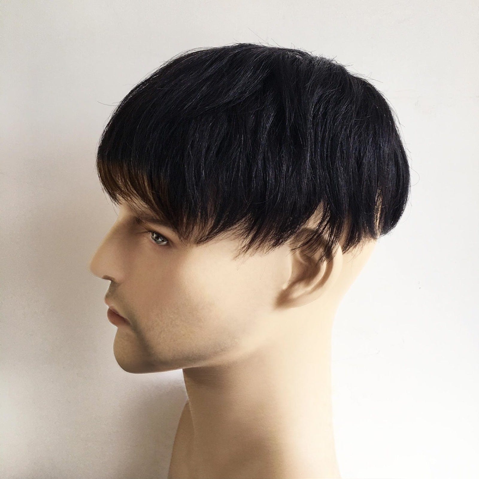 nevermindyrhead Men Natural Black Real Human Hair Short Straight Fringe Bangs Clip In Topper Toupee