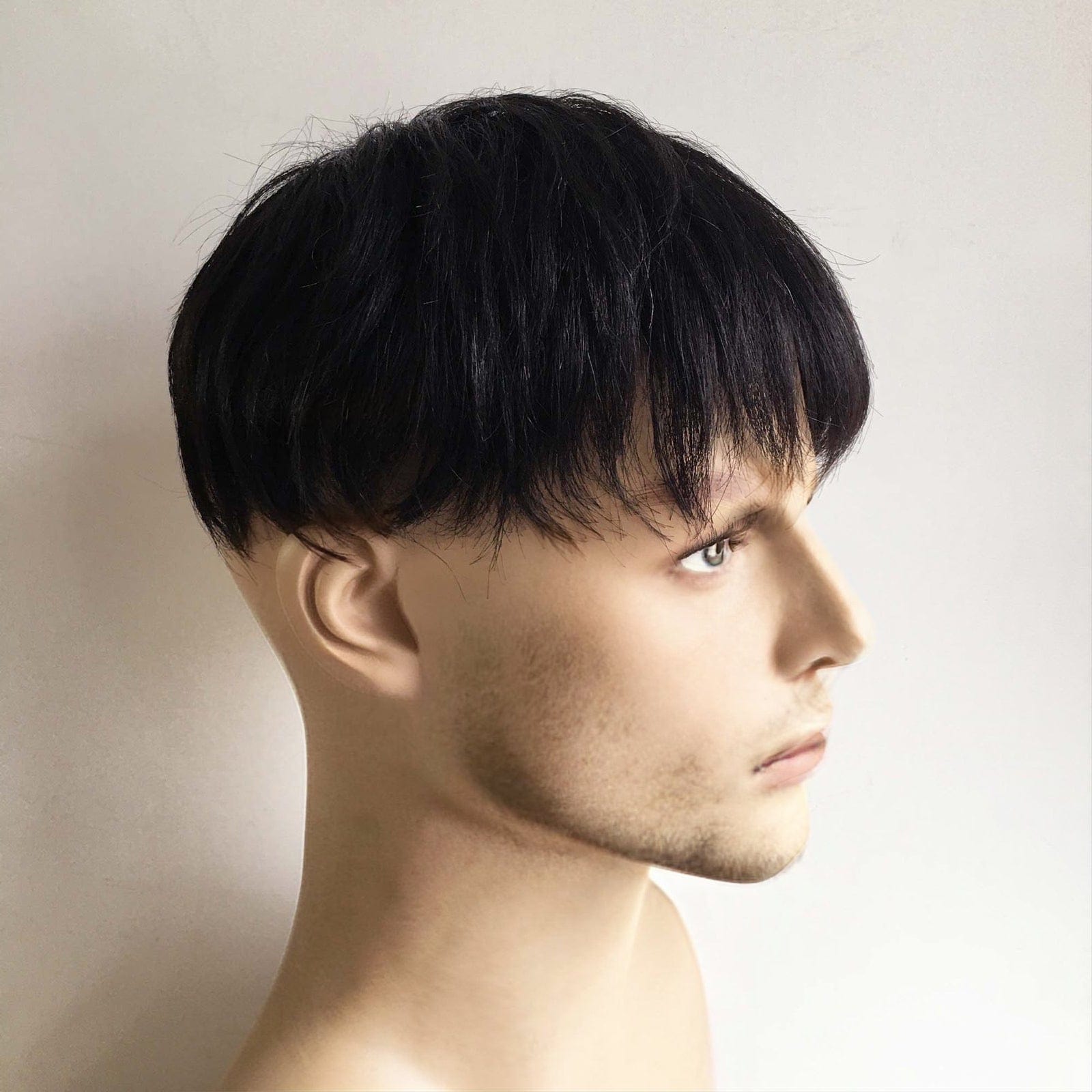 nevermindyrhead Men Natural Black Real Human Hair Short Straight Fringe Bangs Clip In Topper Toupee