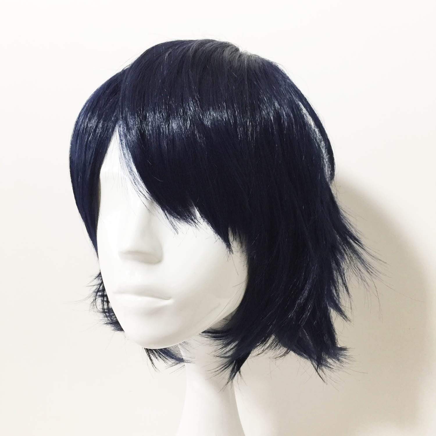 nevermindyrhead Men Navy Short Straight Fringe Bangs Flick Out Cosplay Wig