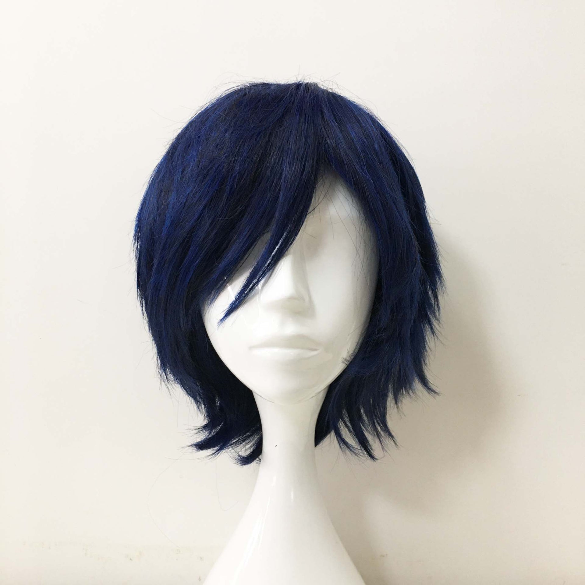 nevermindyrhead Men Navy Short Straight Side Swept Bangs Cosplay Wig