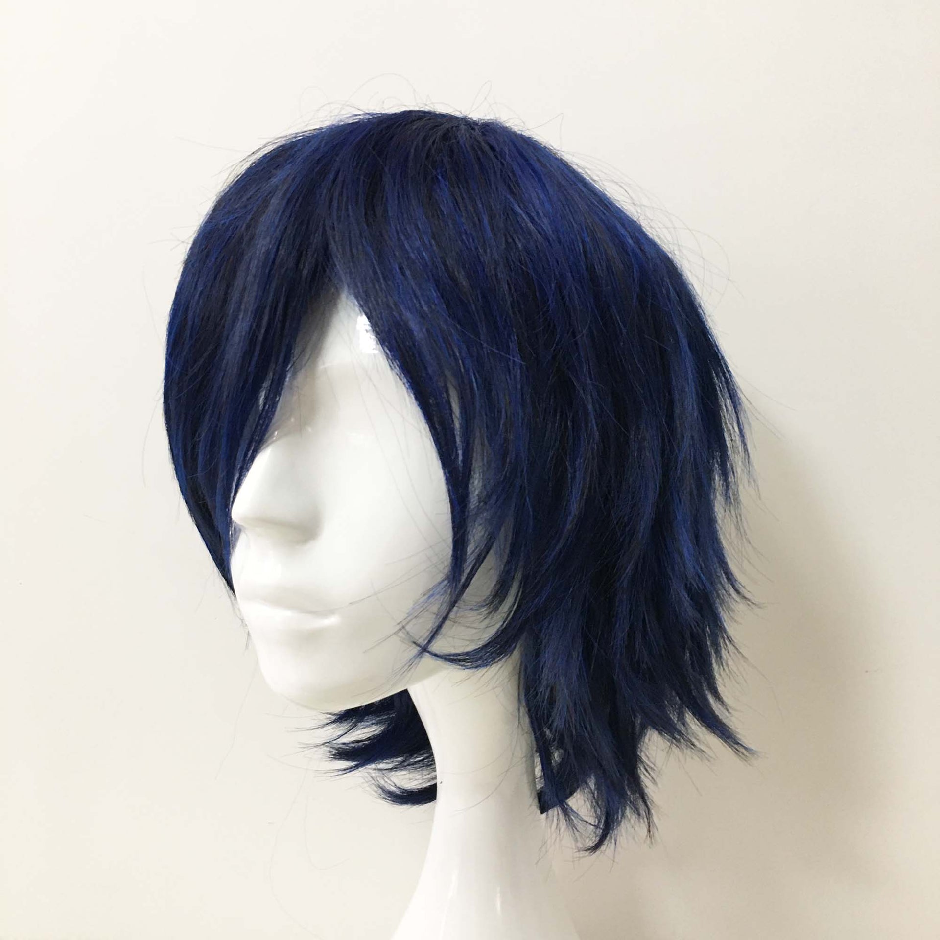 nevermindyrhead Men Navy Short Straight Side Swept Bangs Cosplay Wig