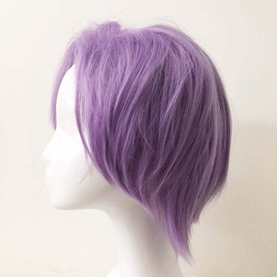 Men Pastel Purple Short Straight Side Part Cosplay Wig