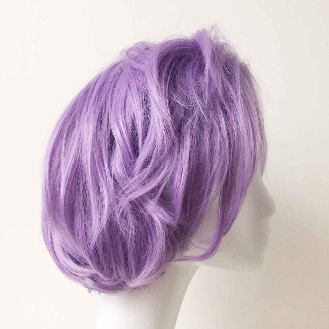 Purple Side Part Men Pastel Purple Short Straight Side Part Cosplay Wig ...