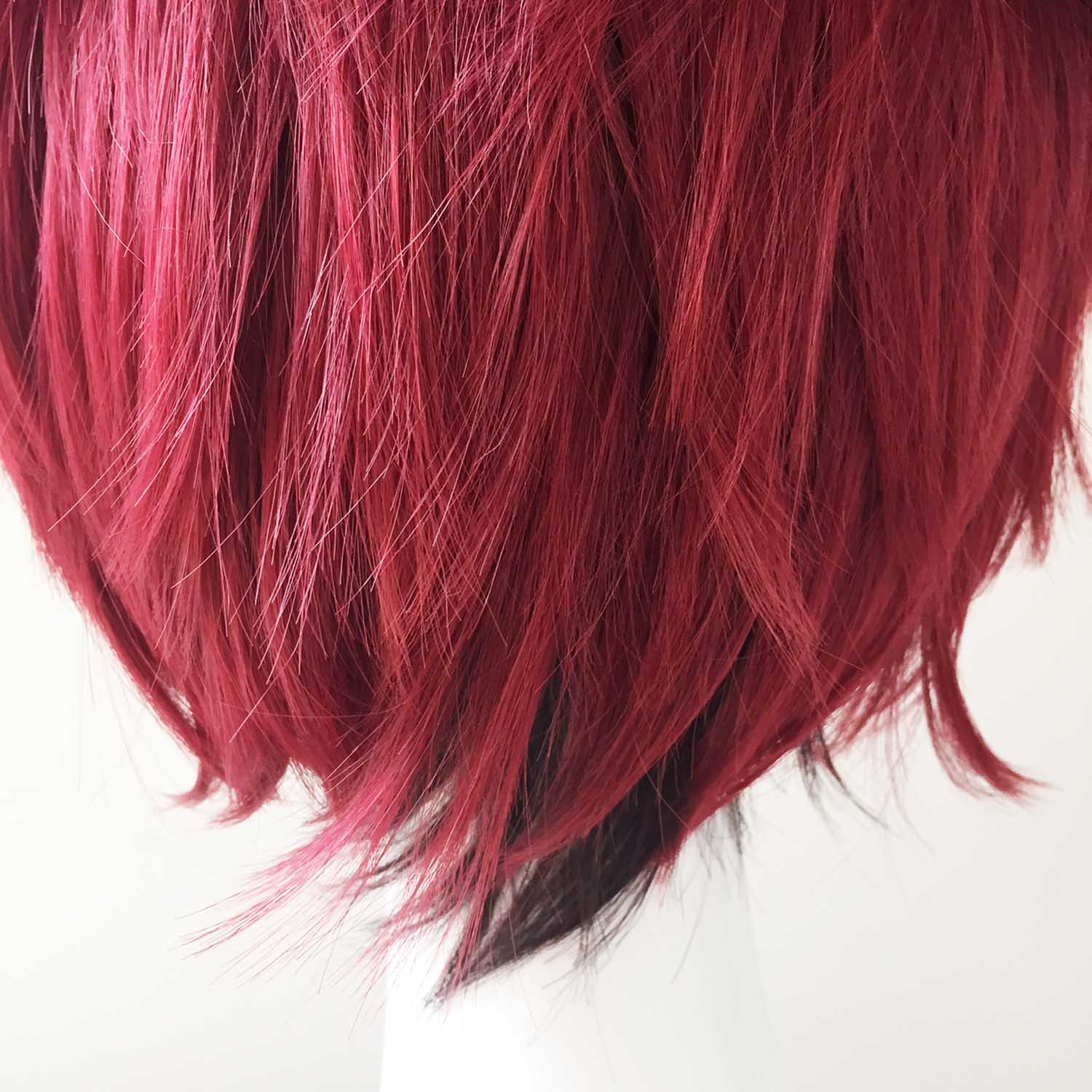 nevermindyrhead Men Red Black Two Tone Short Straight Fringe Bangs Cosplay Wig