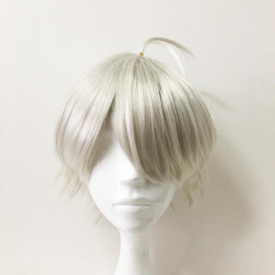 Men Silver White Short Straight Long Bangs CosplayWig