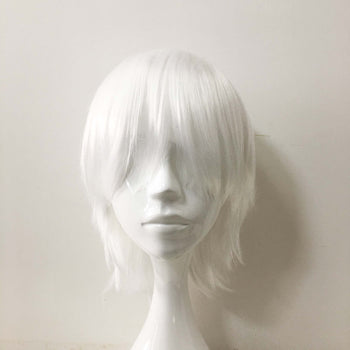 Men Snow White Short Straight Fringe Bangs Cosplay Wig