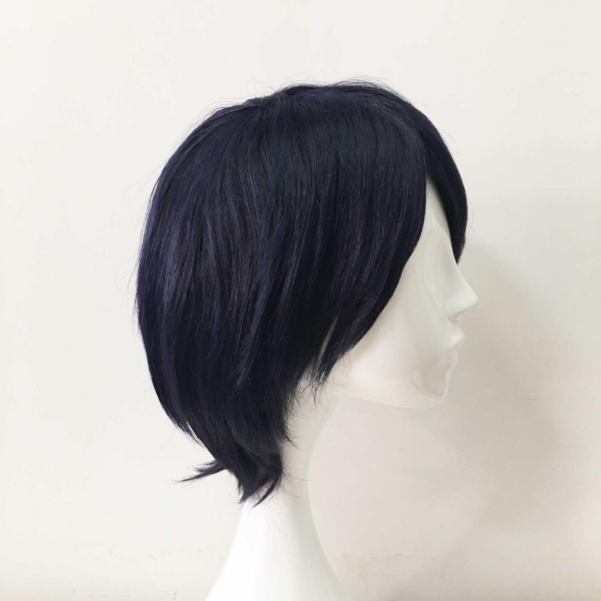 nevermindyrhead Men Unisex Navy Short Straight Side Swept Bangs Cosplay Wig