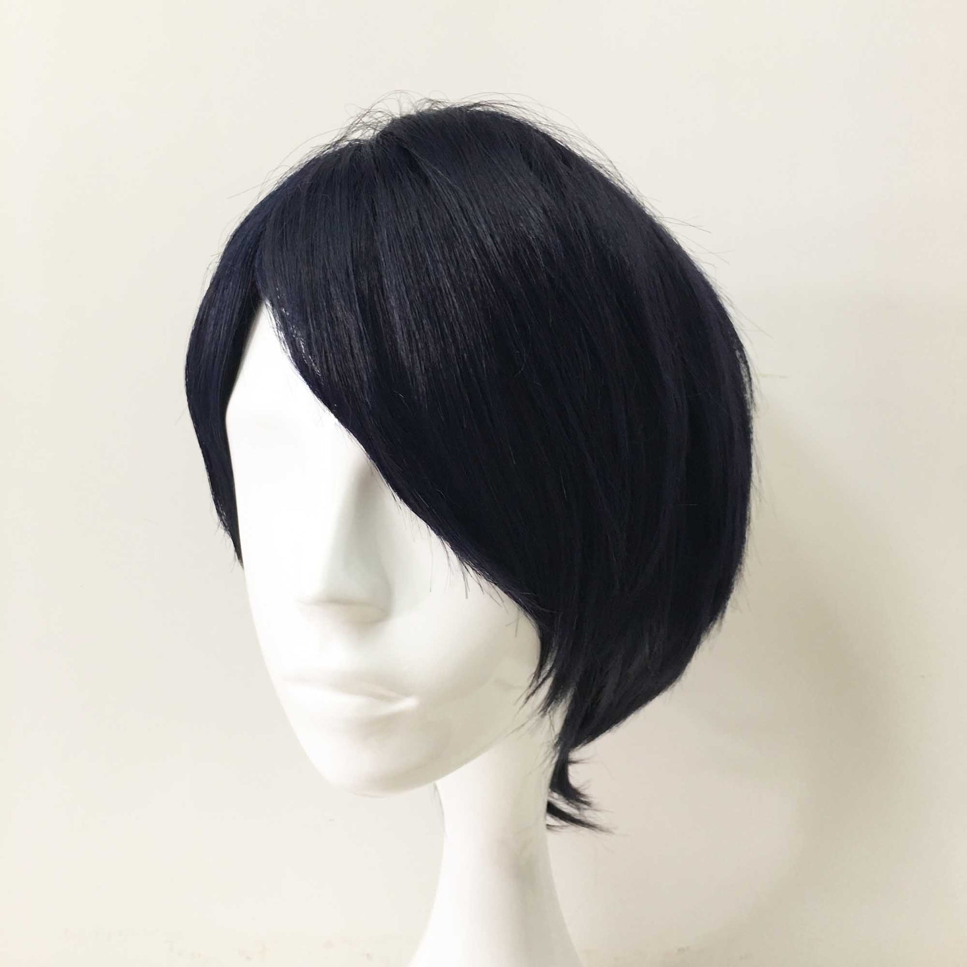 nevermindyrhead Men Unisex Navy Short Straight Side Swept Bangs Cosplay Wig