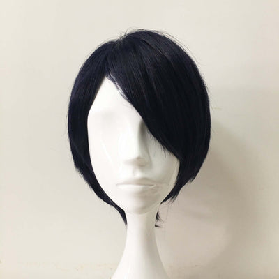 Men Unisex Navy Short Straight Side Swept Bangs Cosplay Wig