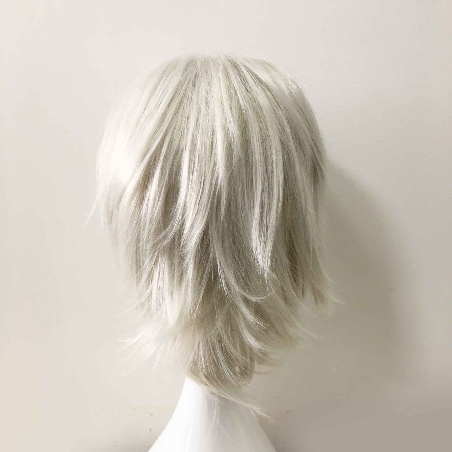 nevermindyrhead Men Unisex White Short Straight Long Bangs Cosplay Wig