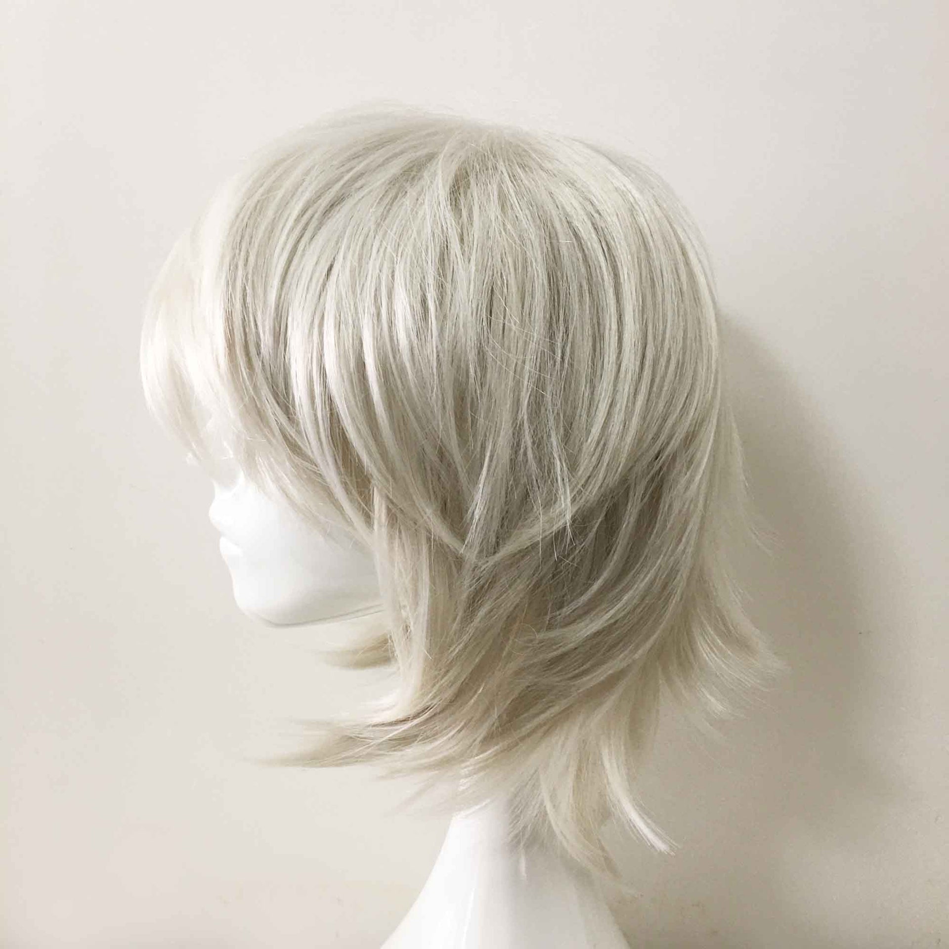 nevermindyrhead Men Unisex White Short Straight Long Bangs Cosplay Wig