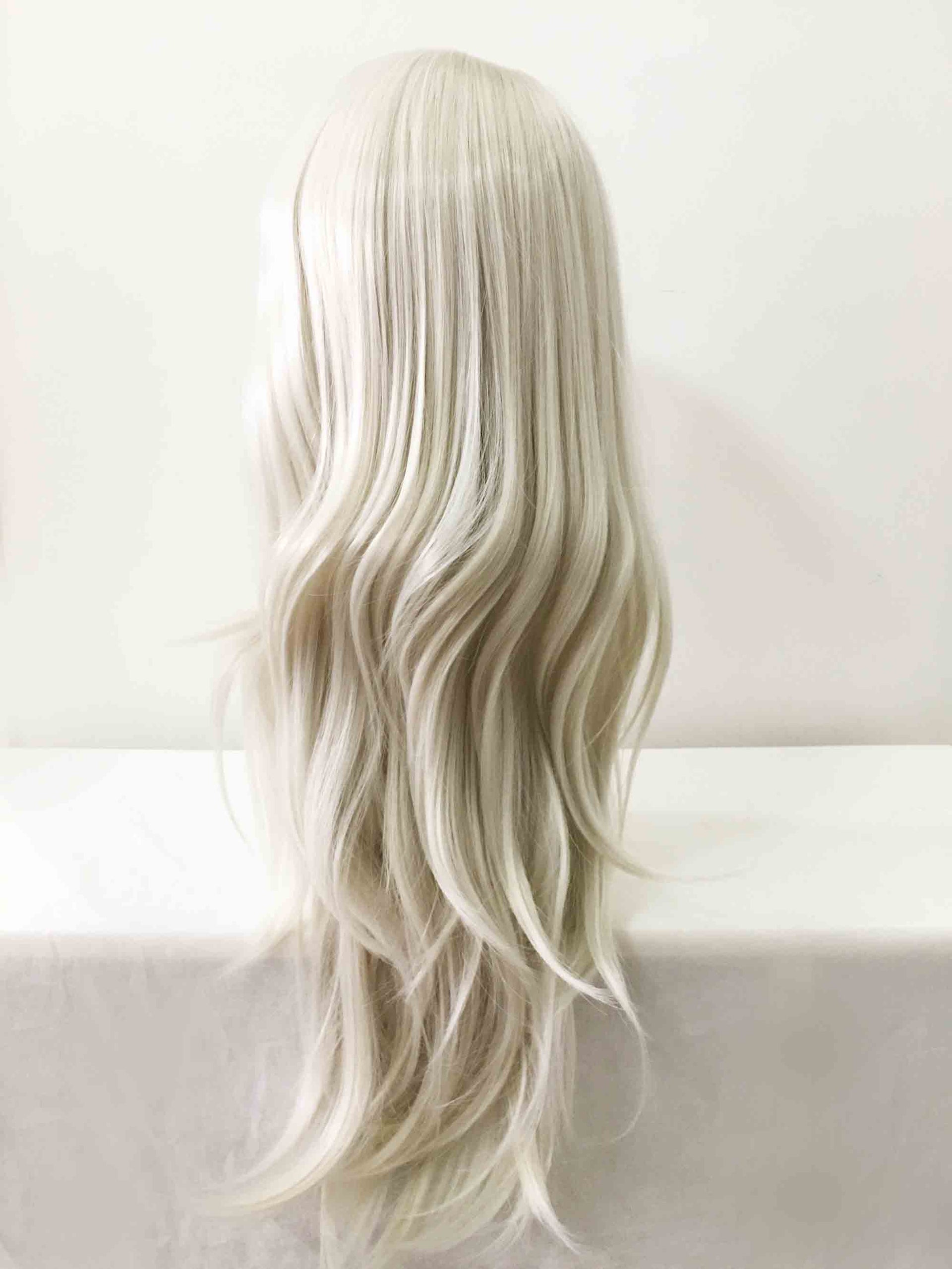 nevermindyrhead Men White Long Straight Long Bangs Middle Part Cosplay Wig