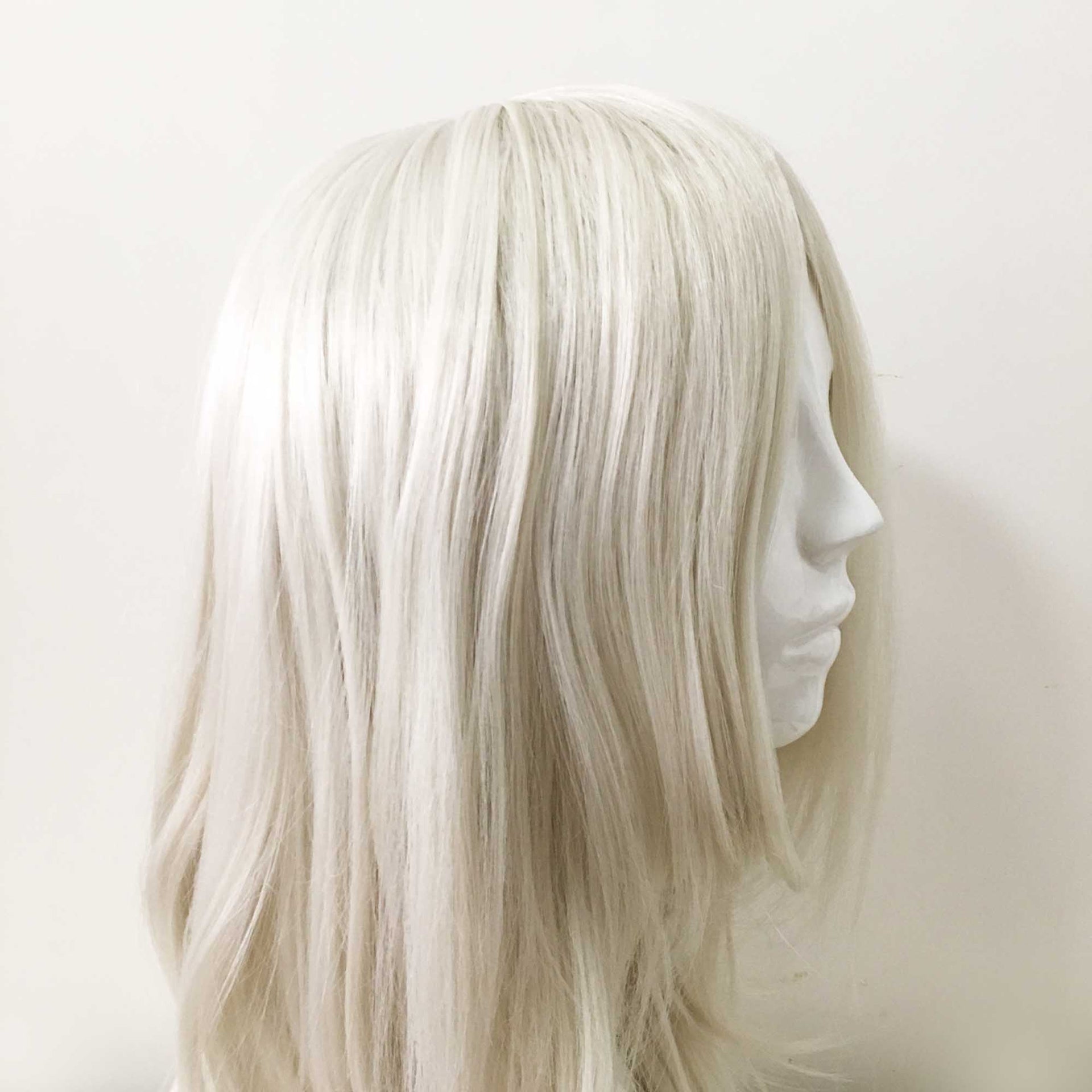 nevermindyrhead Men White Long Straight Long Bangs Middle Part Cosplay Wig
