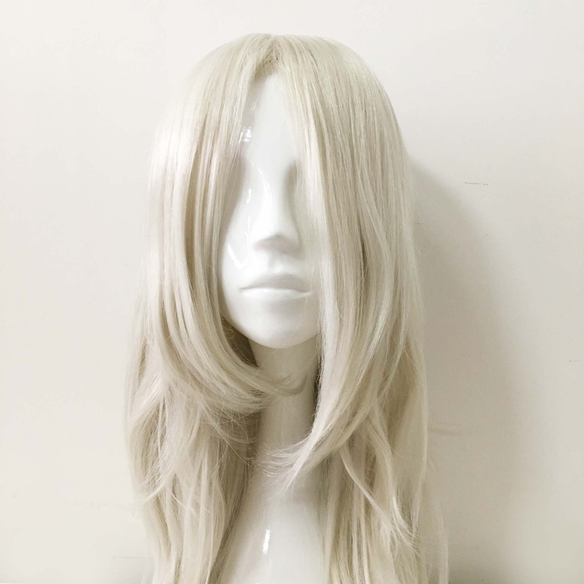 nevermindyrhead Men White Long Straight Long Bangs Middle Part Cosplay Wig