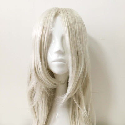 Men White Long Straight Long Bangs Middle Part Cosplay Wig