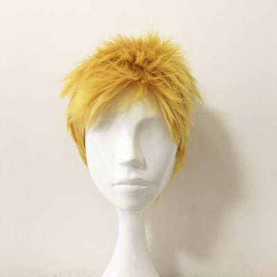 Men Yellow Short Straight Pixie Fringe Bangs Cosplay Wig