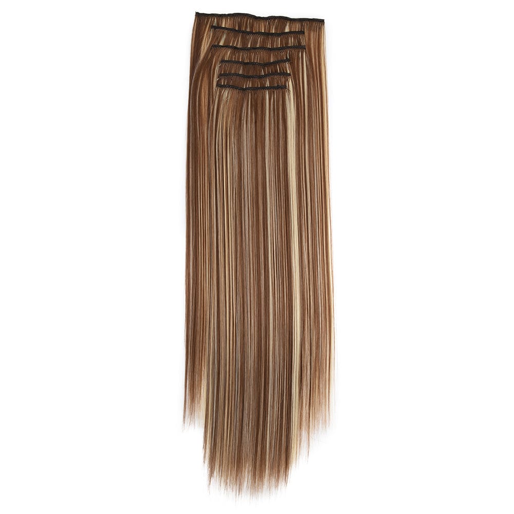nevermindyrhead Women 24 Inches Long Straight Full Head 6 Separate Pieces Clip In Synthetic Hair Extensions 6H613#
