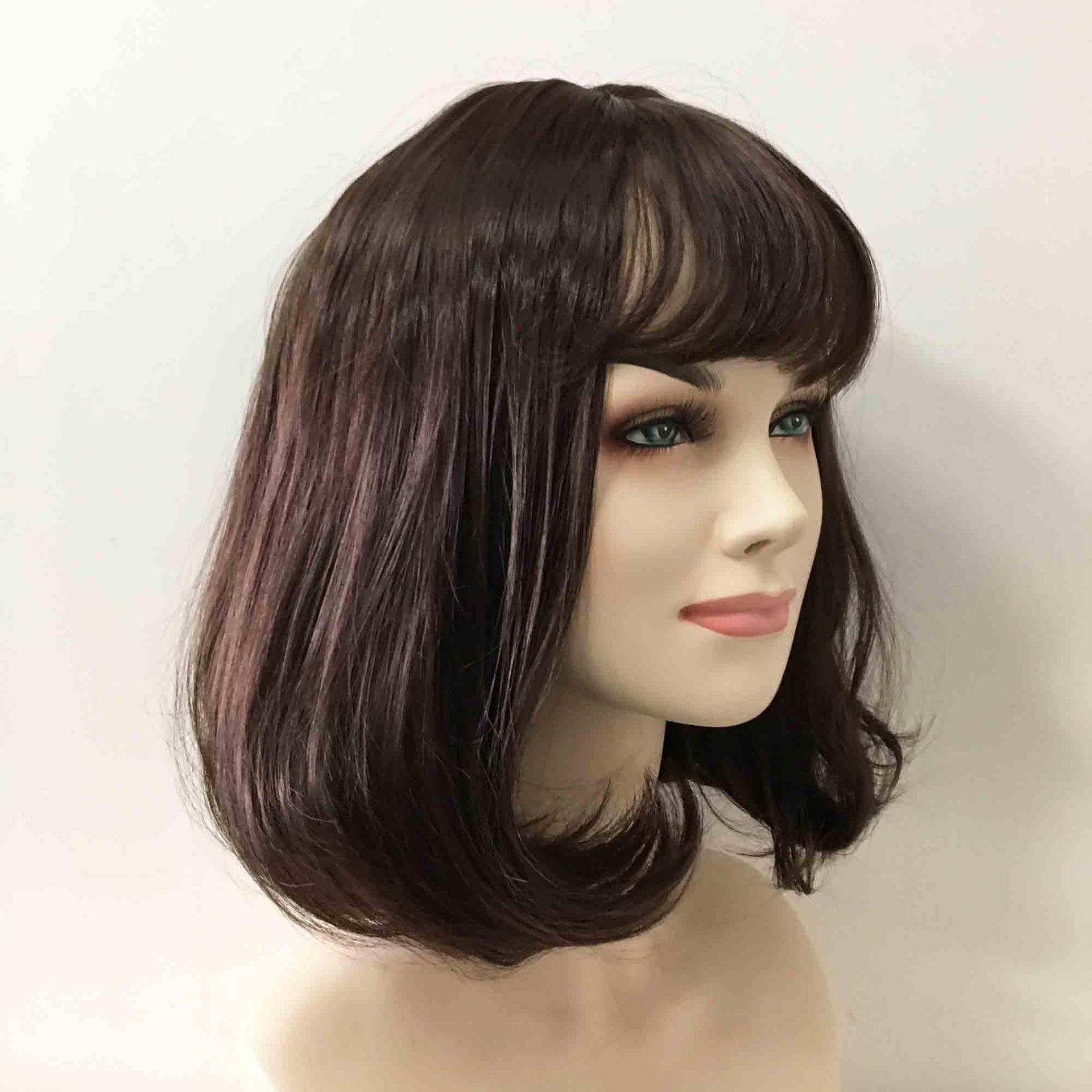 nevermindyrhead Women Air Bangs Messy Natural Style  Dark Brown Curly End Long Hair Wig