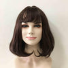 Women Dark Brown Medium Length Inward Curl Fringe Bangs Wig