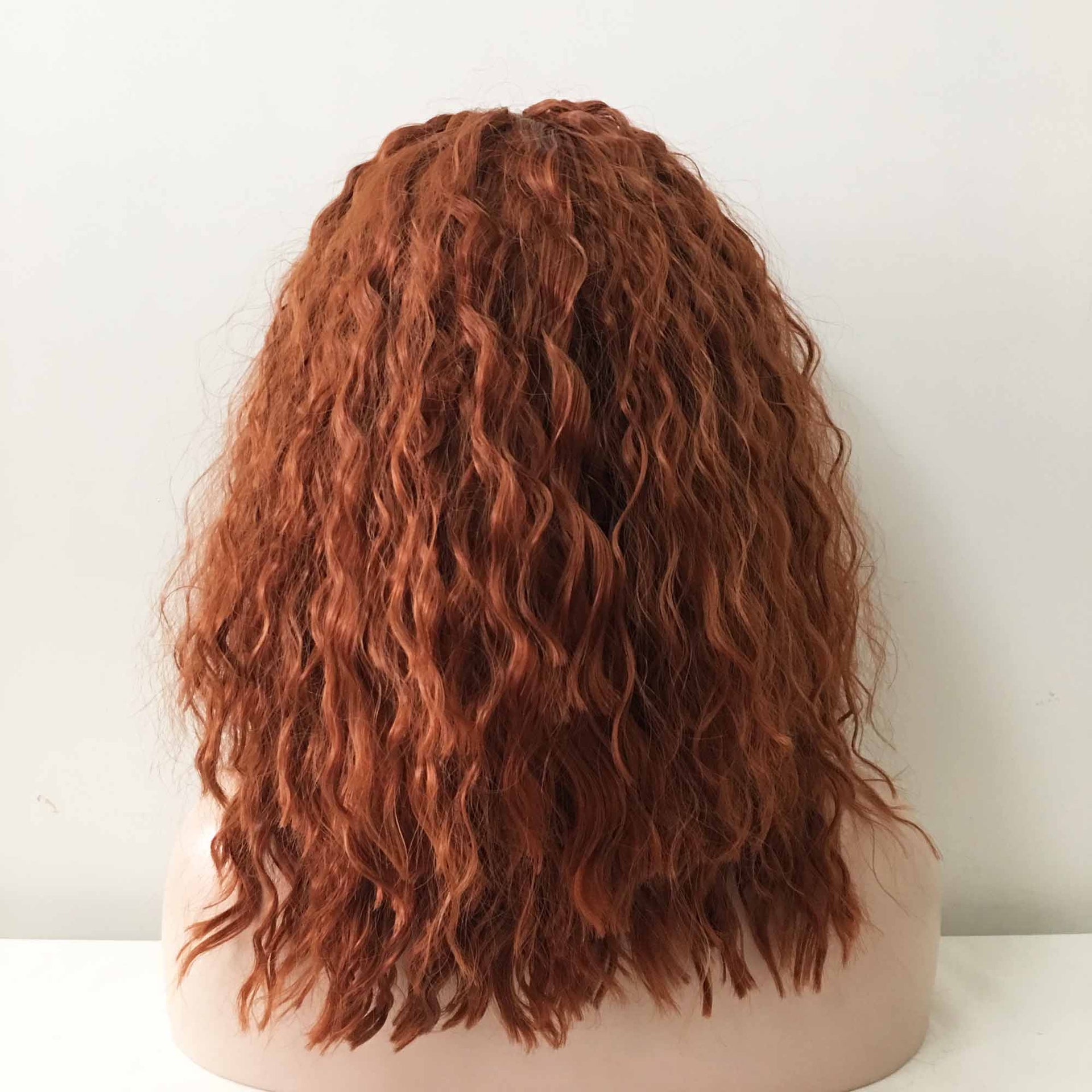 nevermindyrhead Women Auburn Brown Lace Front Middle Part Messy Curly Thick Hair Wig