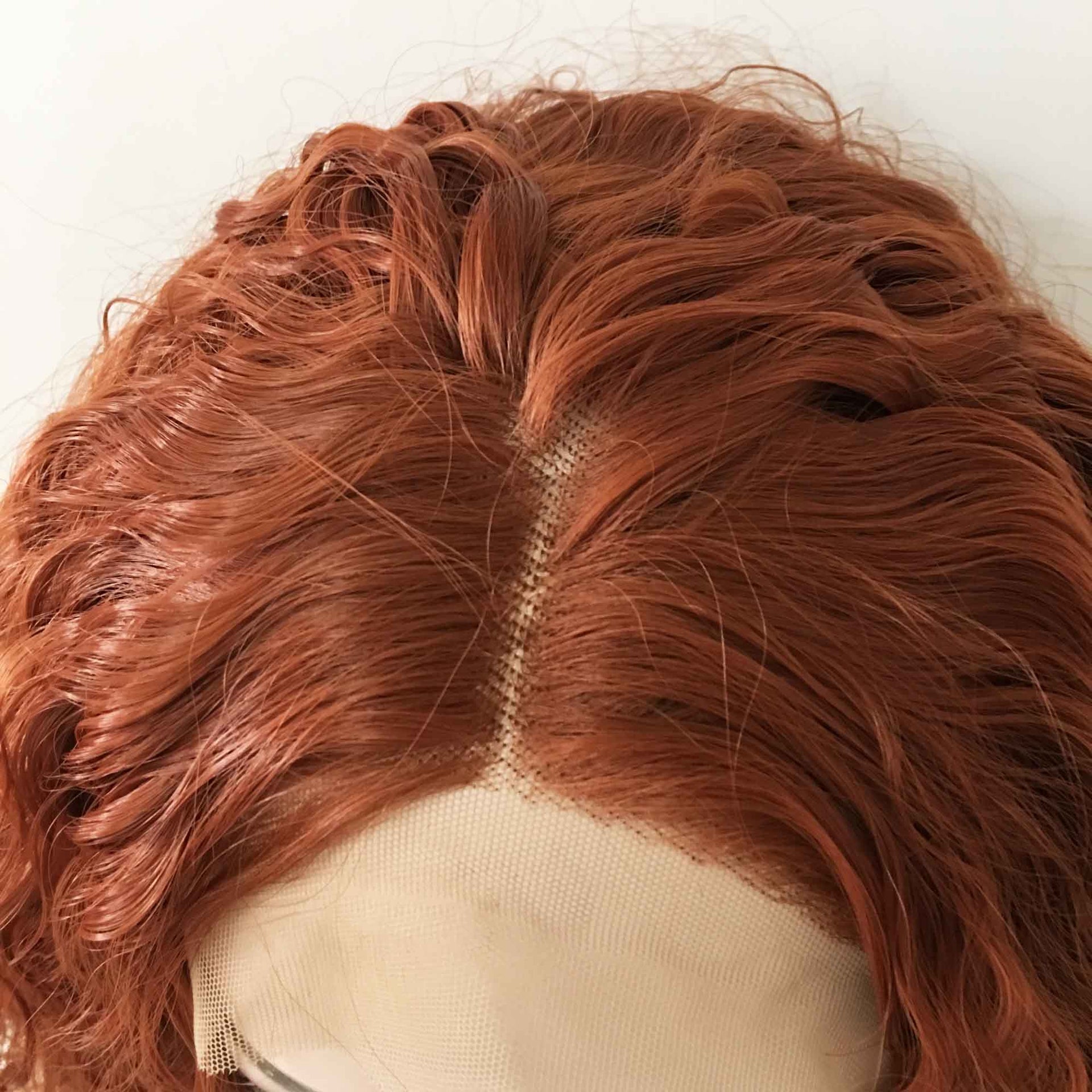 nevermindyrhead Women Auburn Brown Lace Front Middle Part Messy Curly Thick Hair Wig