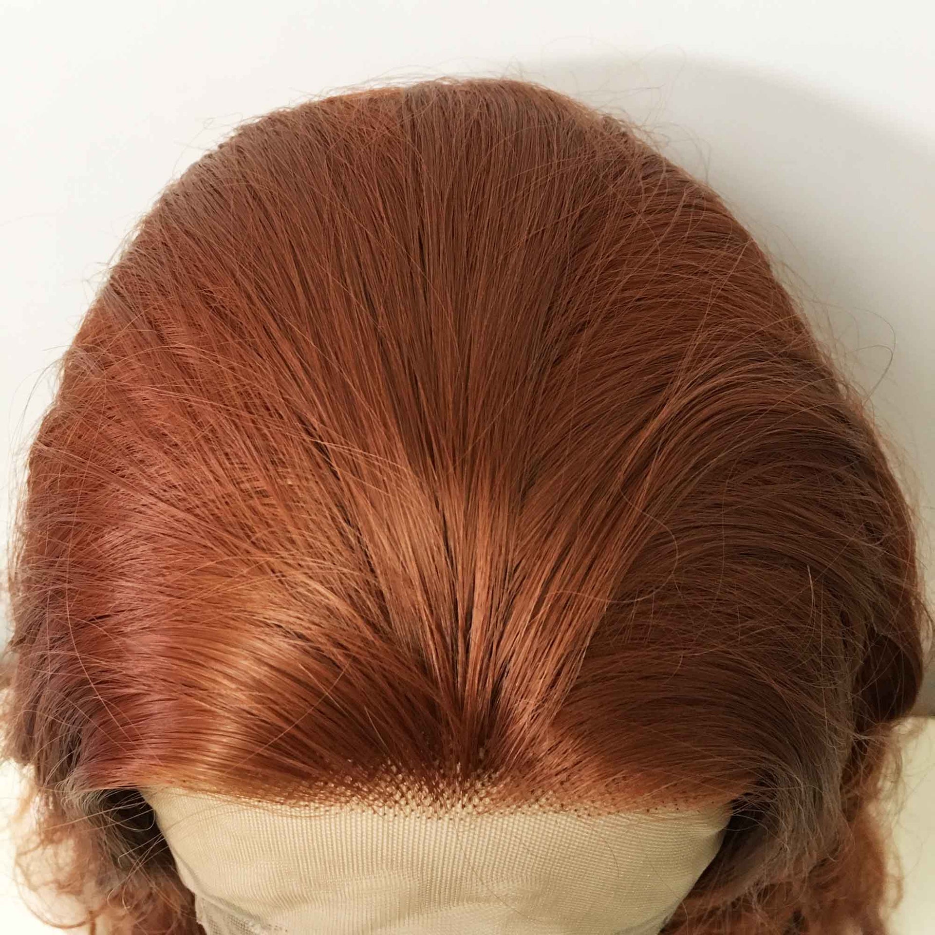 nevermindyrhead Women Auburn Ginger Red Lace Front Long Curly Free Part Wig