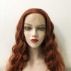 Women Auburn Ginger Red Lace Front Long Curly Free Part Wig