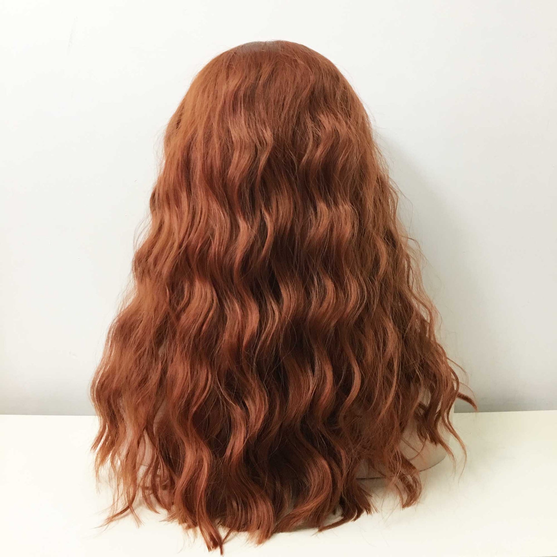 nevermindyrhead Women Auburn Ginger Red Lace Front Long Curly Free Part Wig