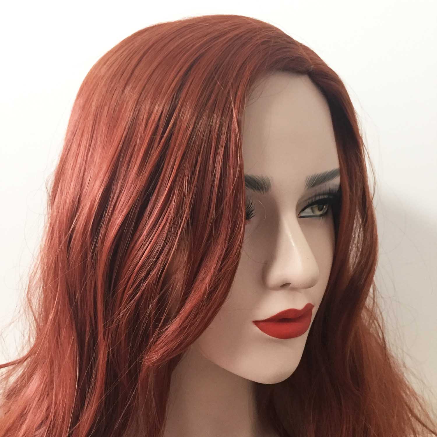 nevermindyrhead Women Auburn Red Brown Long Wavy Side Part Layered Wig