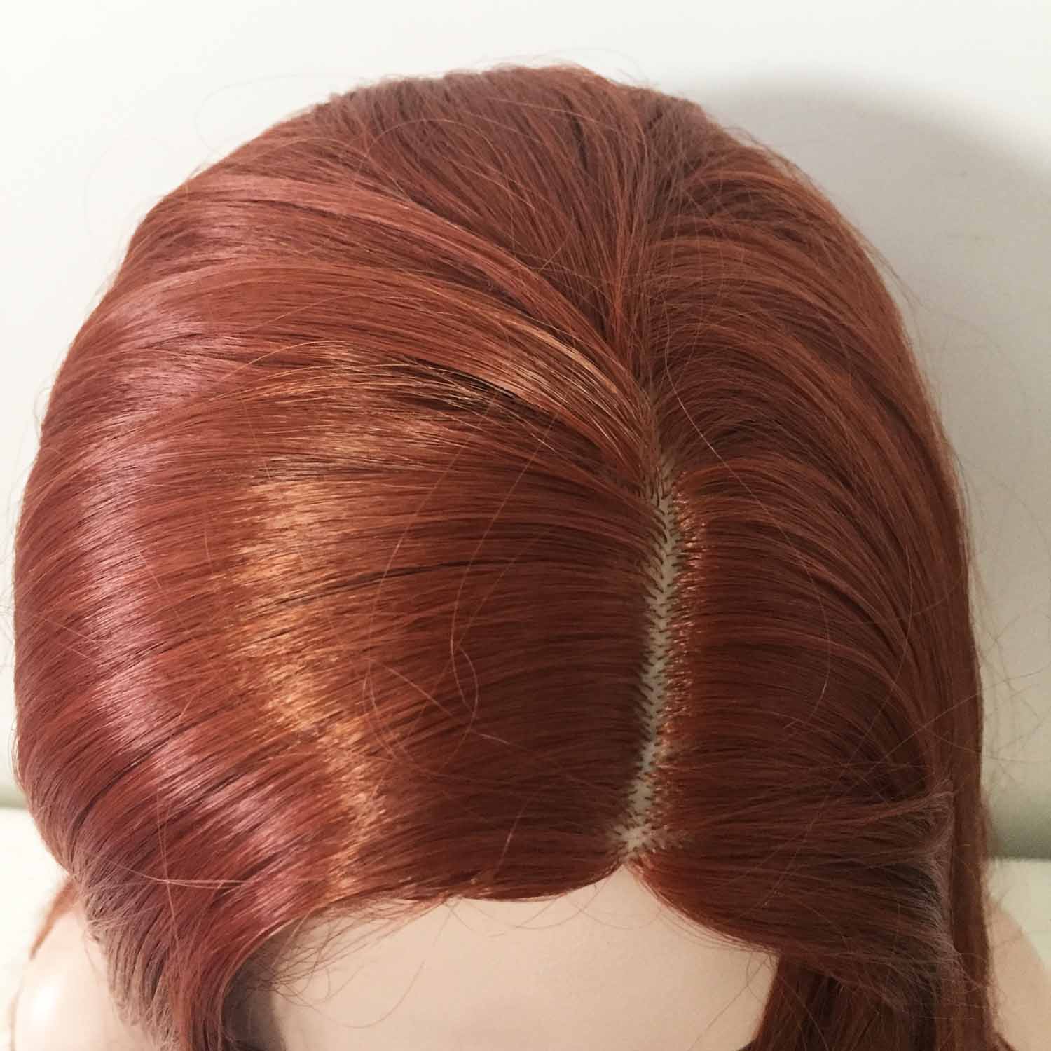 nevermindyrhead Women Auburn Red Brown Long Wavy Side Part Layered Wig