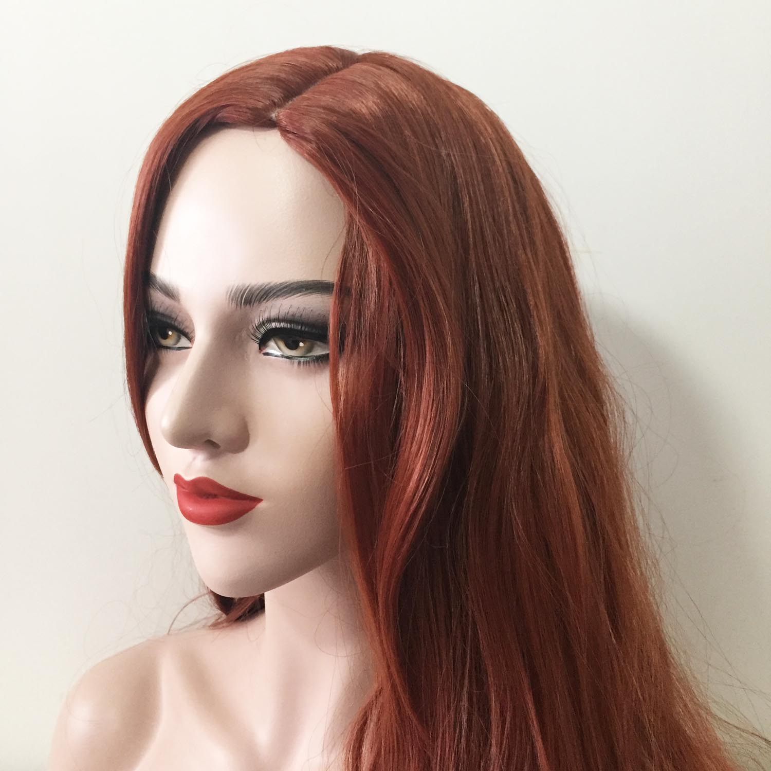 nevermindyrhead Women Auburn Red Brown Long Wavy Side Part Layered Wig