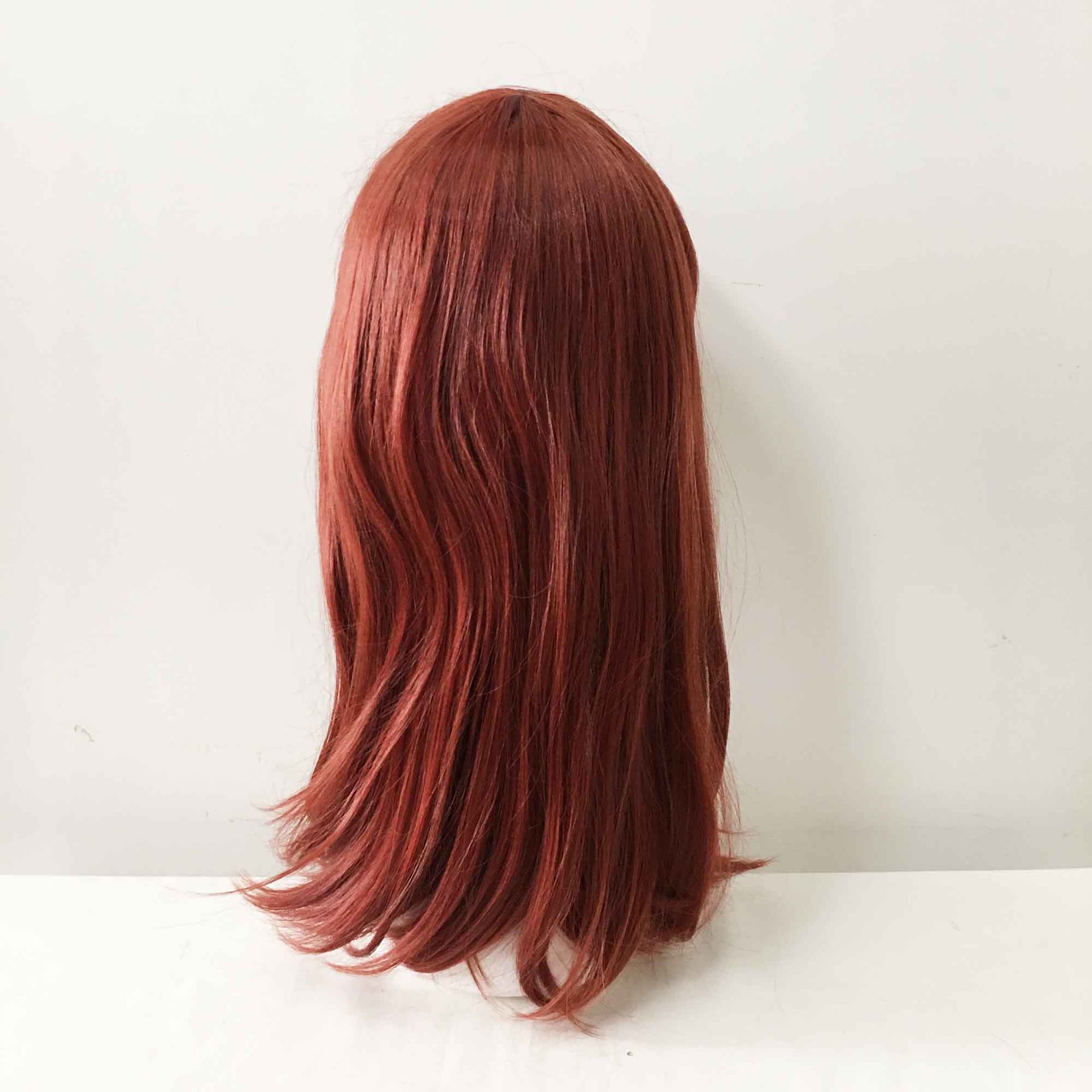 nevermindyrhead Women Auburn Red Long Straight Detachable Buns Fringe Bangs Cosplay Wig
