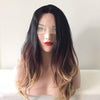 Women Black Brown Ombre Lace Front Long Wavy Middle Part Wig