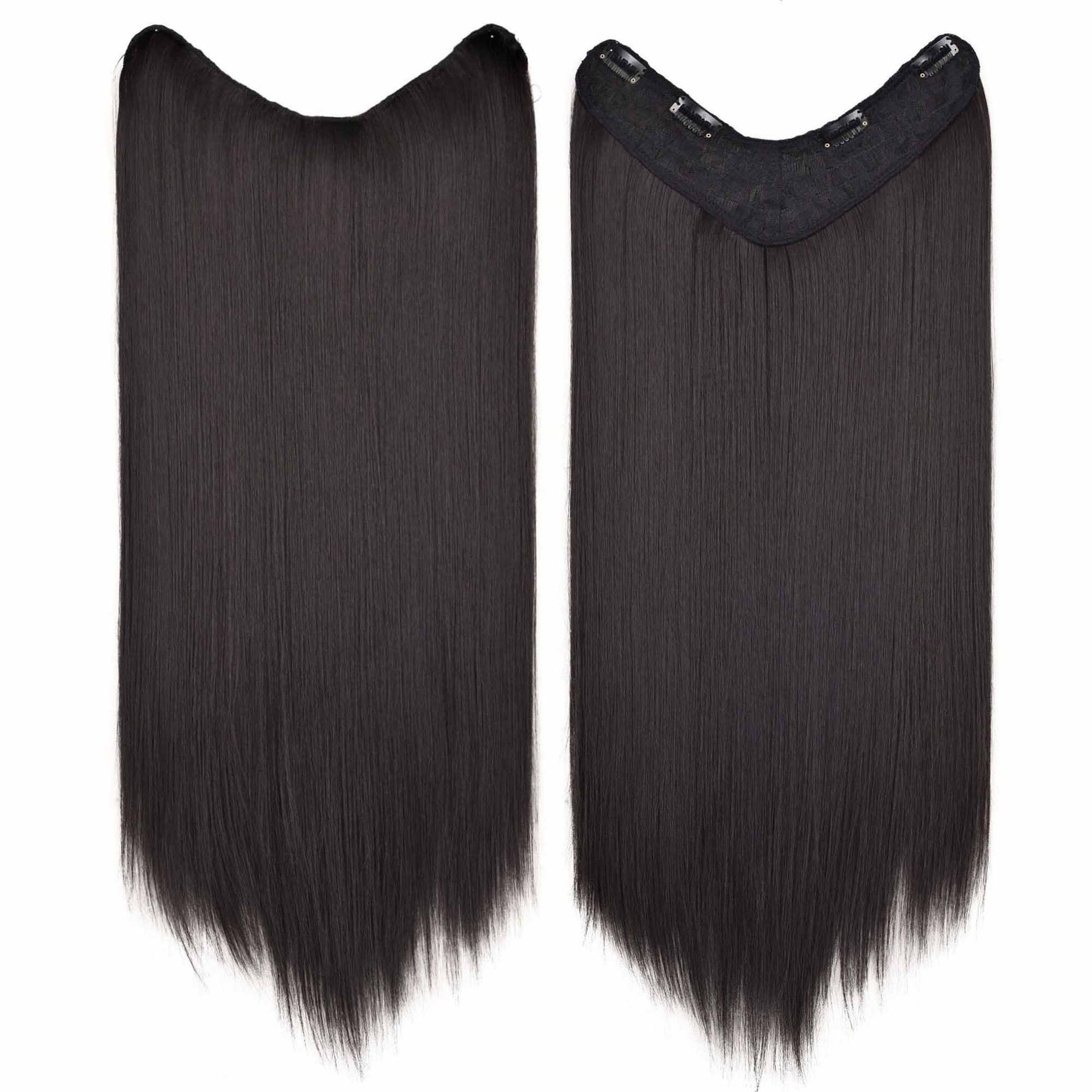 nevermindyrhead Women Black Brown U Part Clip In Synthetic Straight Hair Hair Extensions Black