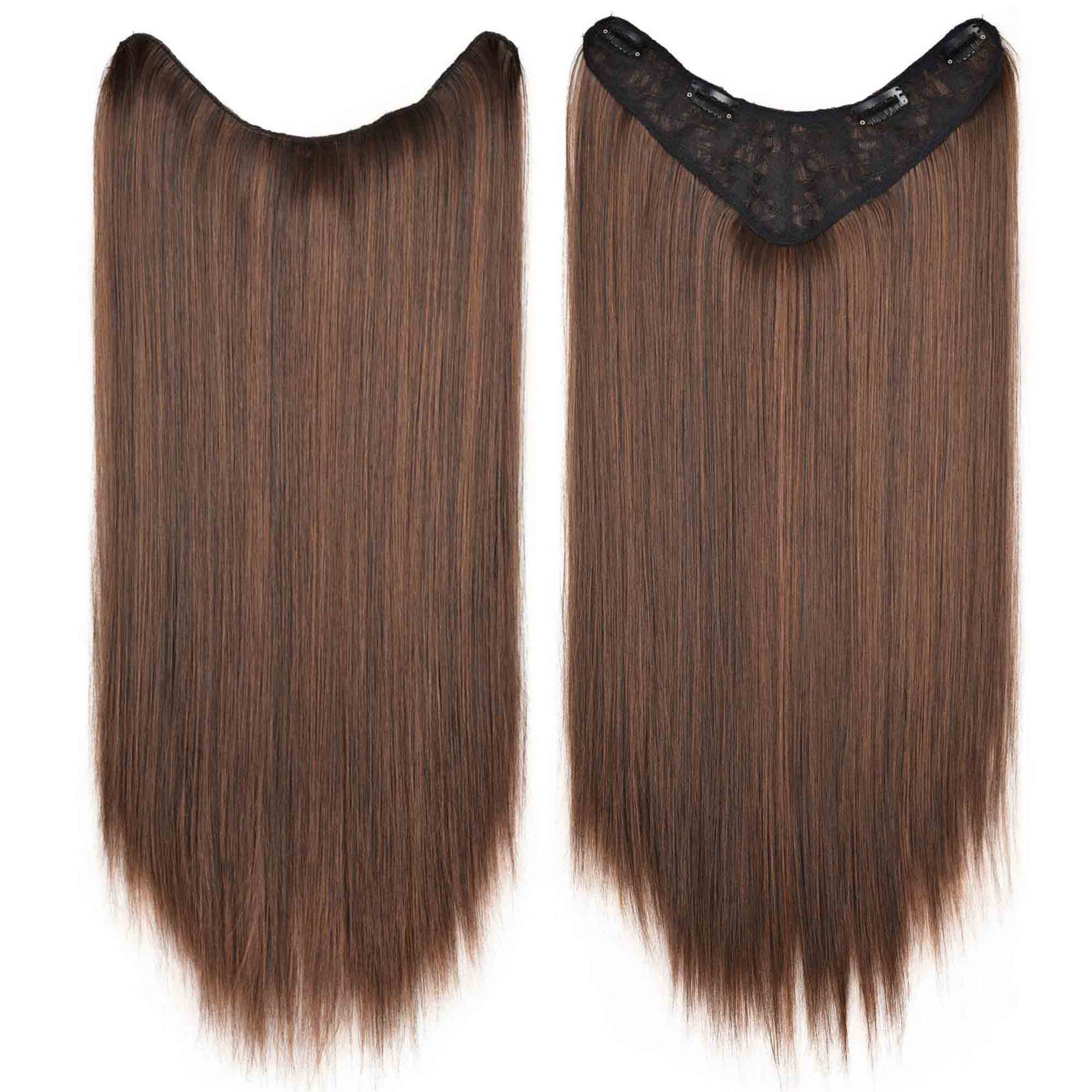 nevermindyrhead Women Black Brown U Part Clip In Synthetic Straight Hair Hair Extensions Brown