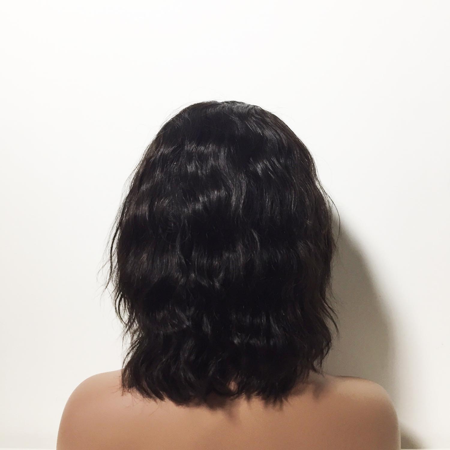 nevermindyrhead Women Black Human Hair Lace Front Short Curly Middle Part Wig