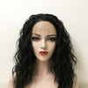 Women Black Lace Front Long Curly Slicked Back Fluffy Choppy Wig