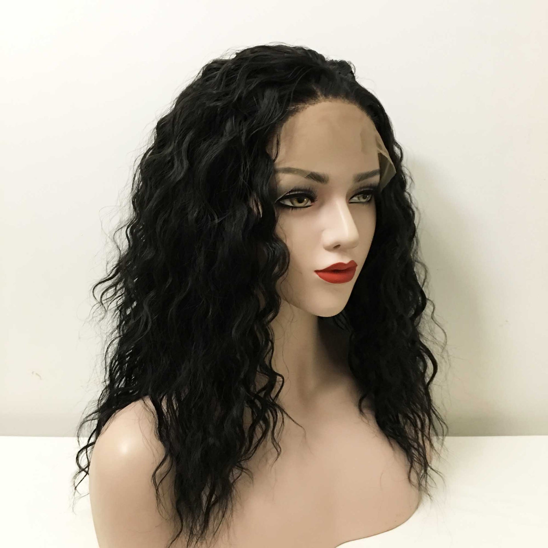 nevermindyrhead Women Black lace Front Free Part Curly Fluffy Layers Thick Volume Wig